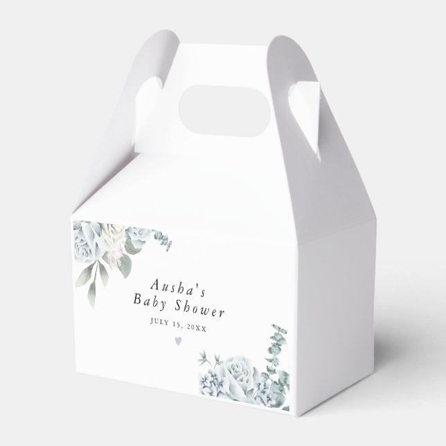 Ballotins AUSHA Dusty Blue Floral Boy Baby shower (Verso)