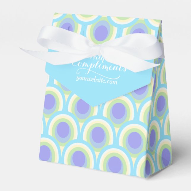 Ballotins Avec compliments société paon boîte cadeau turquoi (Verso)