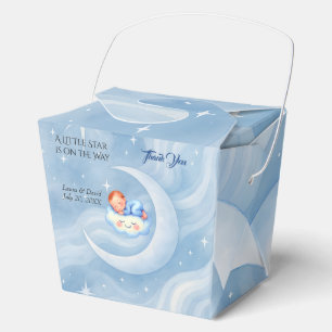 Ballotins Baby Boy Douche Invitation Lune Étoiles Aquarelle