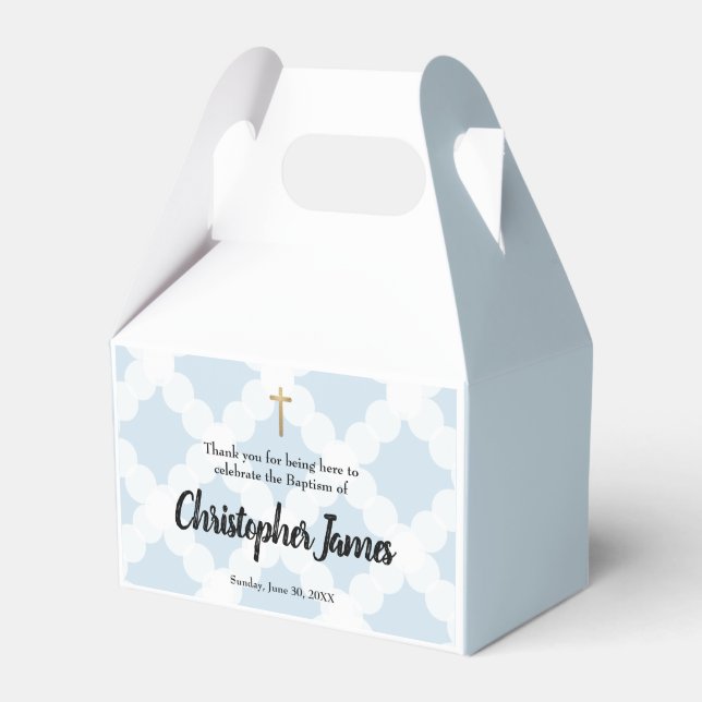 Ballotins Baby Boy Personnalisé Baptême Blue Gold Cross Favo (Verso)