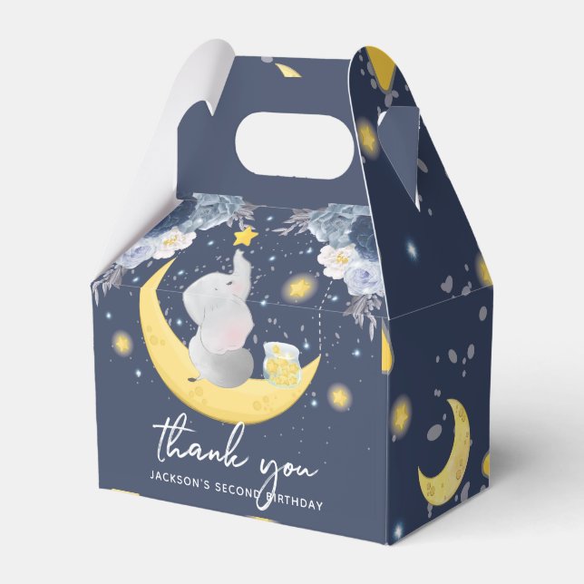 Ballotins Baby Elephant on Moon Anniversaire I Baby shower (Verso)