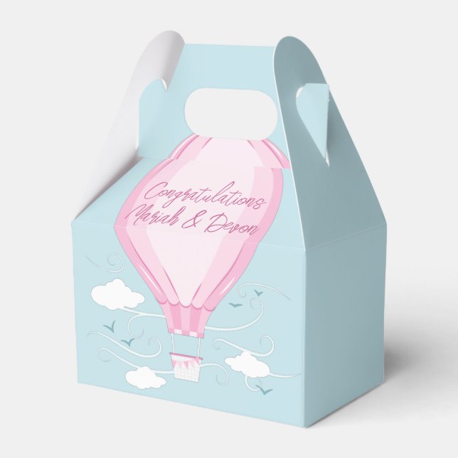 Ballotins Baby shower à ballon à air chaud rose (Verso)