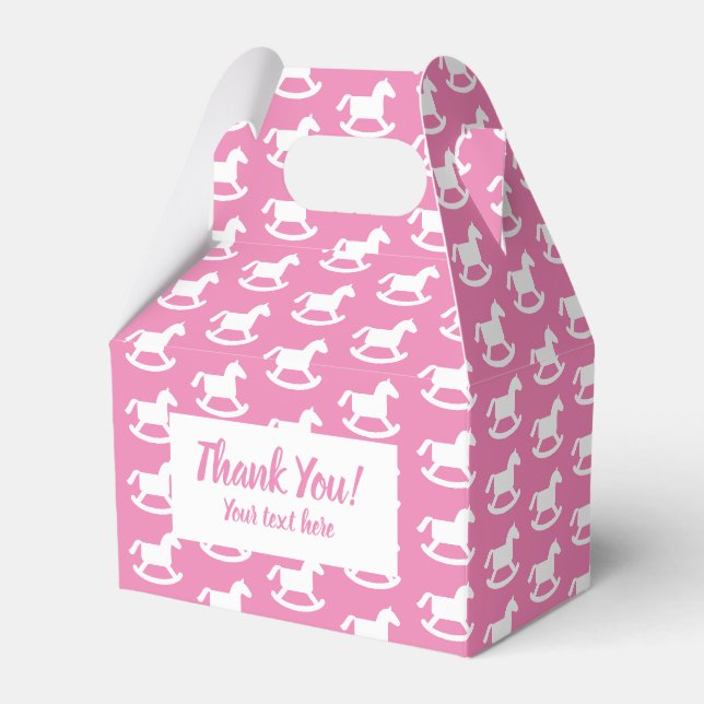 Ballotins Baby shower à cheval rose de style Gable (Verso)