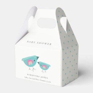 Ballotins Baby shower à oiseaux bleu arc-en-ciel à main mi