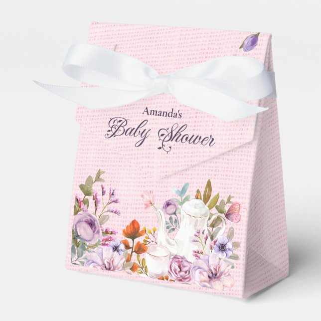 Ballotins Baby shower à thème Fleurs d'aquarelle Tea Party (Verso)