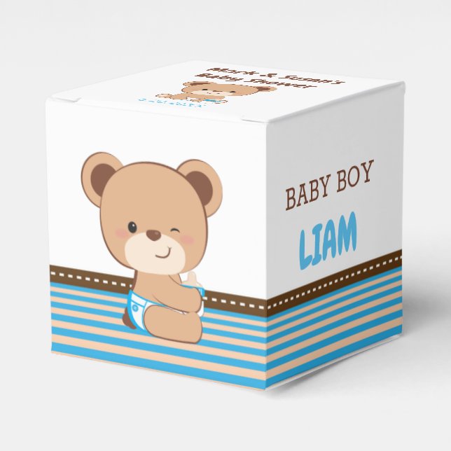 Ballotins Baby shower bébé ours Ballotin 2" x 2" - Garçon (Verso)