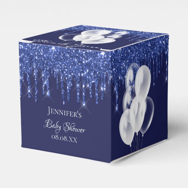 Ballotins Baby shower bleu marine ballons blancs merci (Verso)