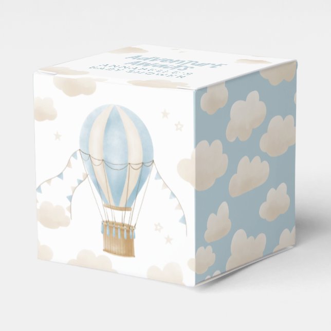 Ballotins Baby shower bleu montgolfière aventure (Verso)