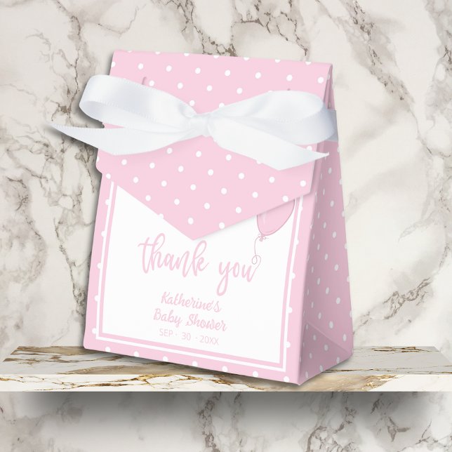 Ballotins Baby shower BOHO Baby Girl Pastel Rose (Pink Polka Dot Baby Shower Favor Box with Bow, Baby Shower Details, Thank You.)