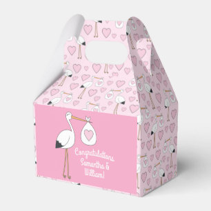 Ballotins Baby shower cigogne rose fille mignonne dessin