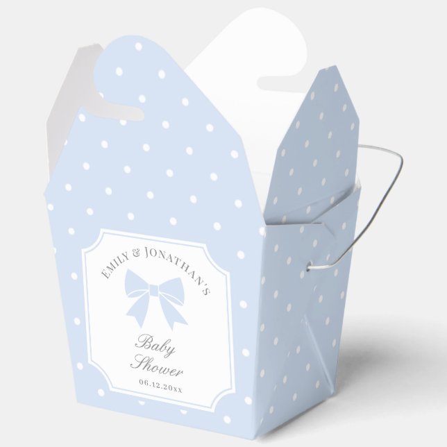 Ballotins Baby shower classique Pois Dusty Blue Bow Boy (Ouvrir)