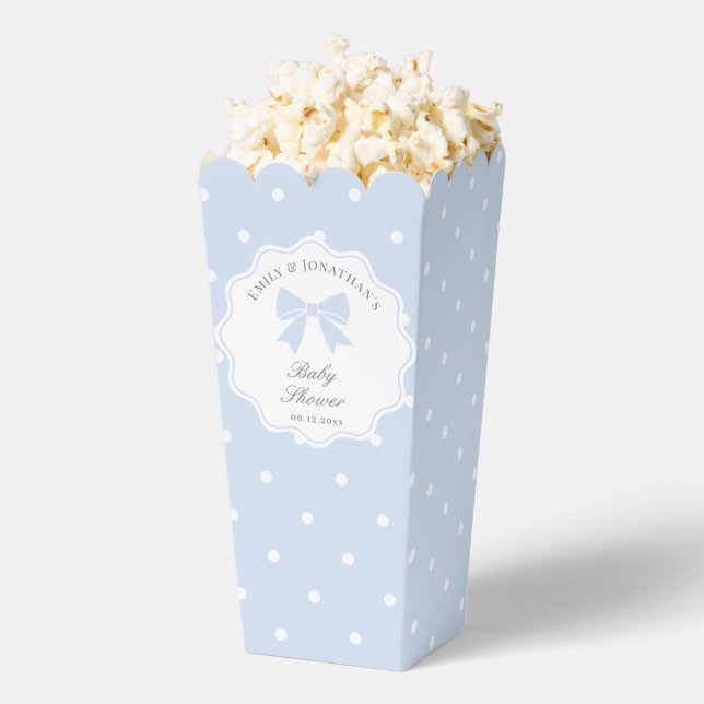 Ballotins Baby shower classique Pois Dusty Blue Bow Boy (Sauté)