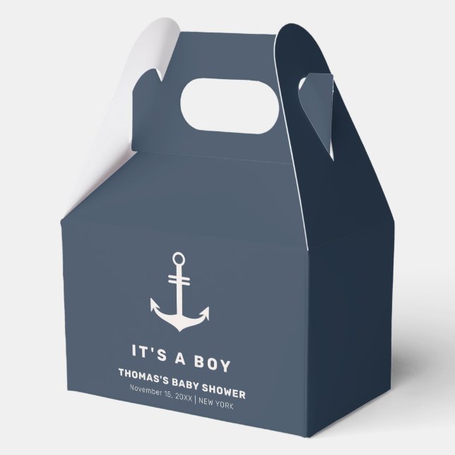 Ballotins Baby shower d'Ancre marine bleu beige (Verso)