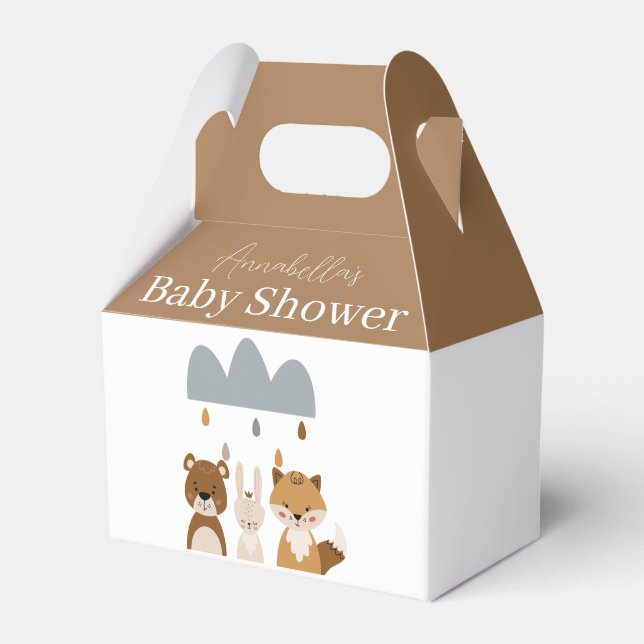 Ballotins Baby shower d'animaux boho mignons en bois (Verso)