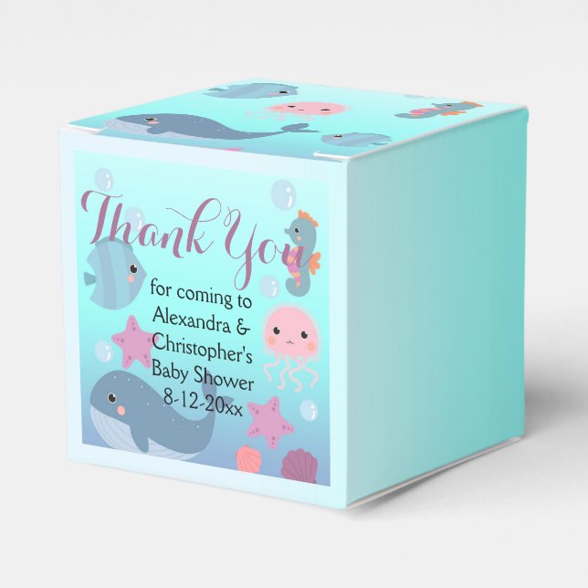 Ballotins Baby shower d'animaux marins océaniques Merci (Verso)