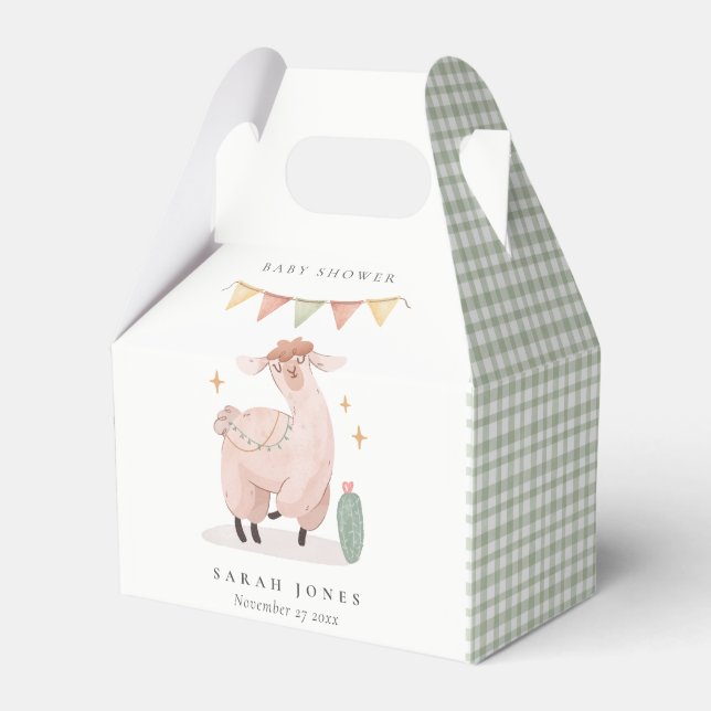 Ballotins Baby shower de Cactus Boho Llama Vert Cute (Verso)
