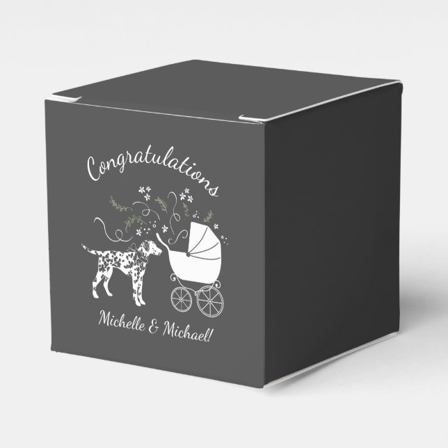Ballotins Baby shower de Chien Dalmatien gris chiot (Verso)