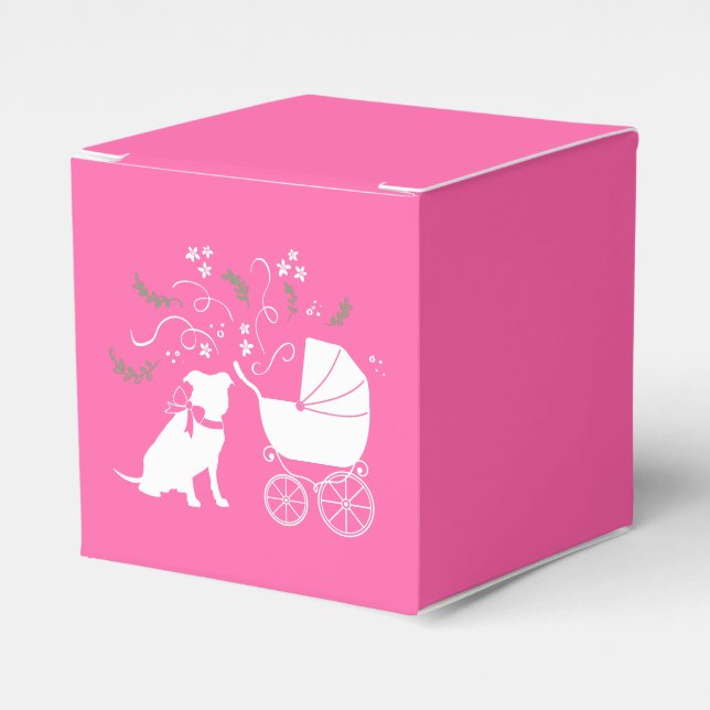 Ballotins Baby shower de chien taureau rose (Verso)