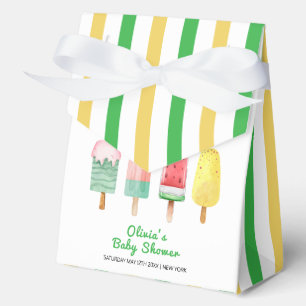 Ballotins Baby shower de crème glacée jaune vert rayé