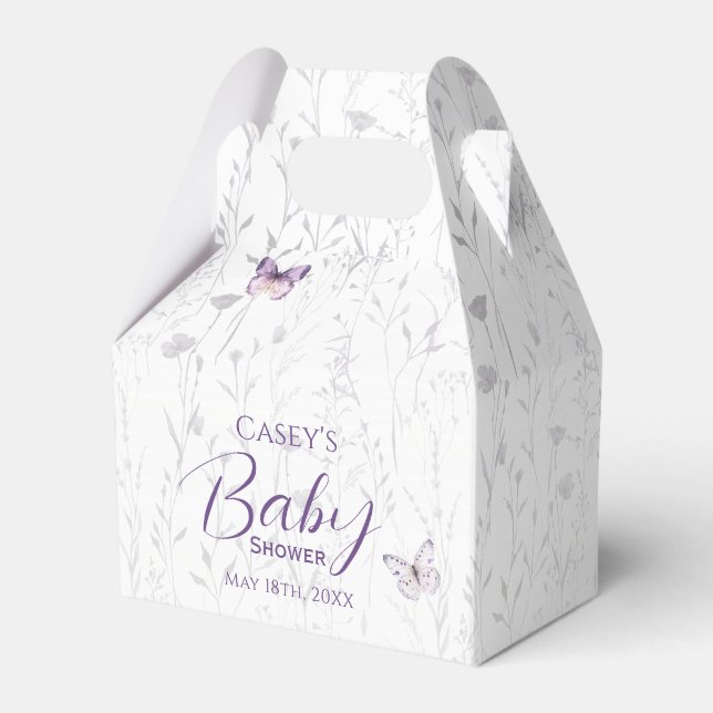Ballotins Baby shower de fille papillon floral pourpre (Verso)