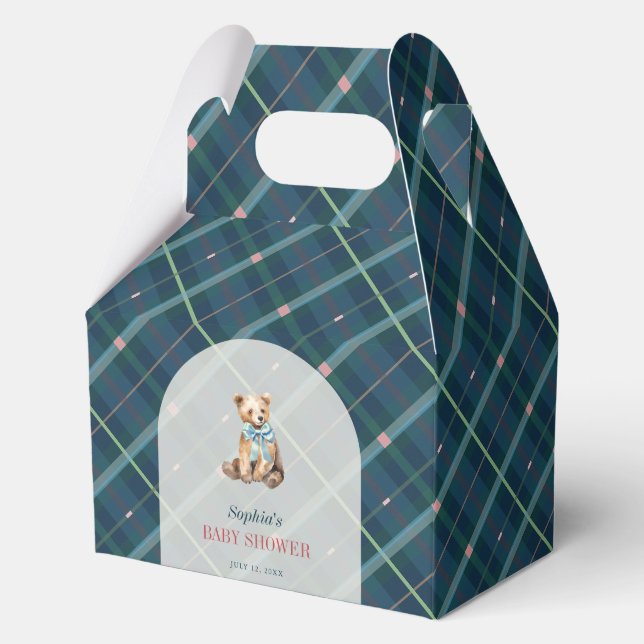 Ballotins Baby shower de garçon d'ours en peluche bleu marin (Recto)