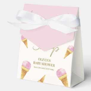 Ballotins Baby shower de glace rose moderne été Scoop Crème