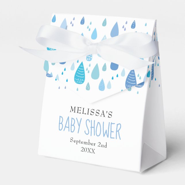 Ballotins Baby shower de gouttes de pluie bleu mûre (Verso)