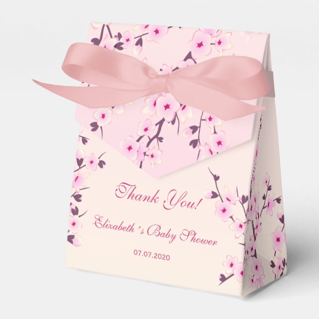 Ballotins Baby shower de Merci rose en fleurs de cerisiers (Verso)