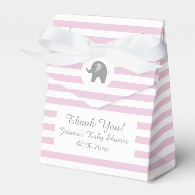 Ballotins Baby shower de parti pour éléphants rose et gris (Verso)