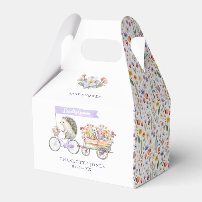 Ballotins Baby shower de printemps de hérisson mignon cultiv (Verso)