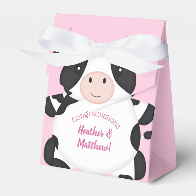 Ballotins Baby shower de vache rose (Verso)