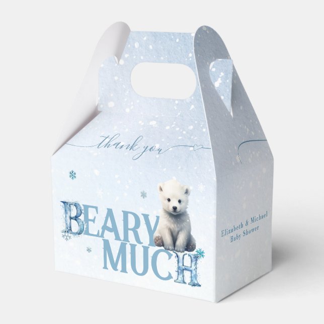 Ballotins Baby shower d'hiver Polar Blanc bébé ours moderne (Verso)