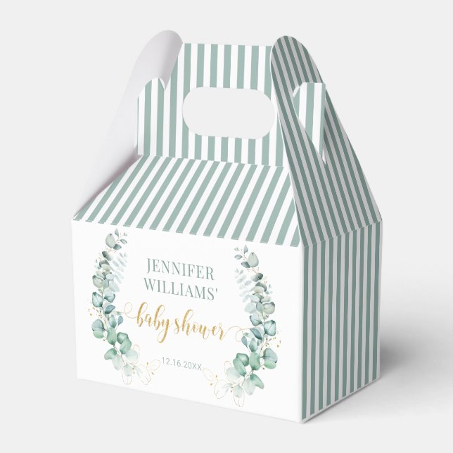 Ballotins Baby shower d'or Eucalyptus merci ballotin (Verso)