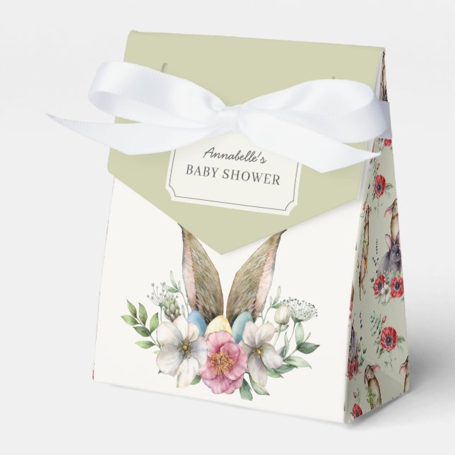 Ballotins Baby shower d'oreille de Bunny Floral Ballotin ver (Verso)