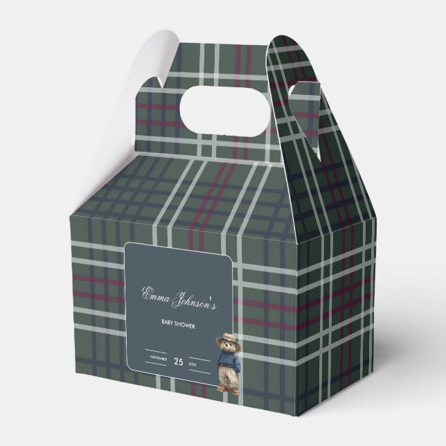 Ballotins Baby shower d'ours rustique Tartan (Verso)