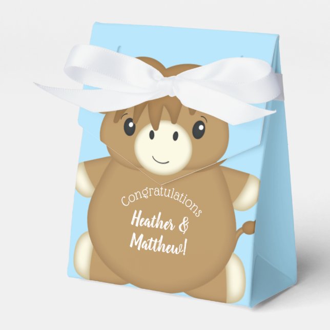 Ballotins Baby shower écossais de vache Highland Blue (Verso)