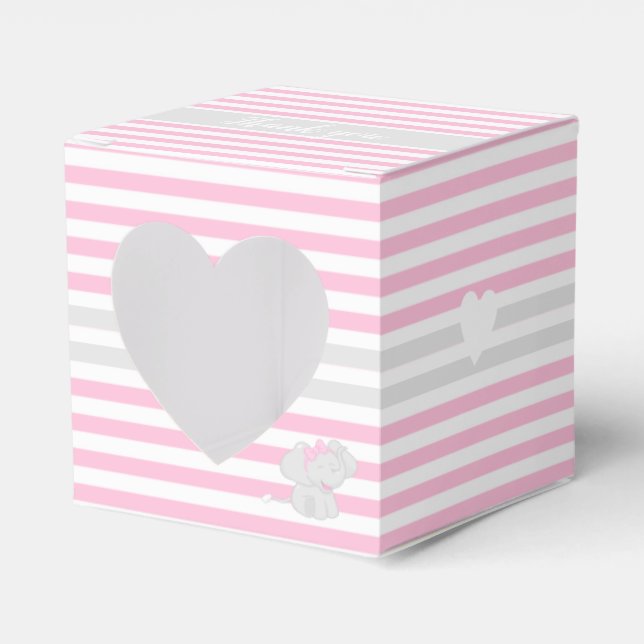 Ballotins Baby shower Eléphant mignon Ballotin rose (Verso)