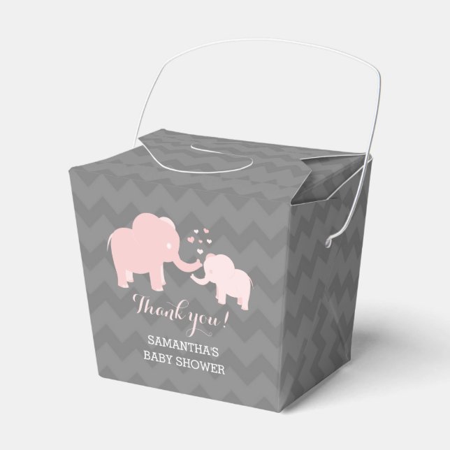 Ballotins Baby shower éléphant rose et gris Ballotin (Verso)