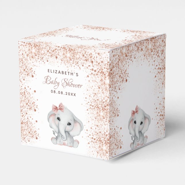 Ballotins Baby shower éléphant rose or rose parties scintill (Verso)