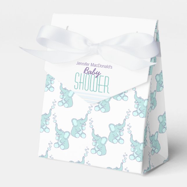 Ballotins Baby shower éléphants aqua blanc cadeau ballotin (Verso)