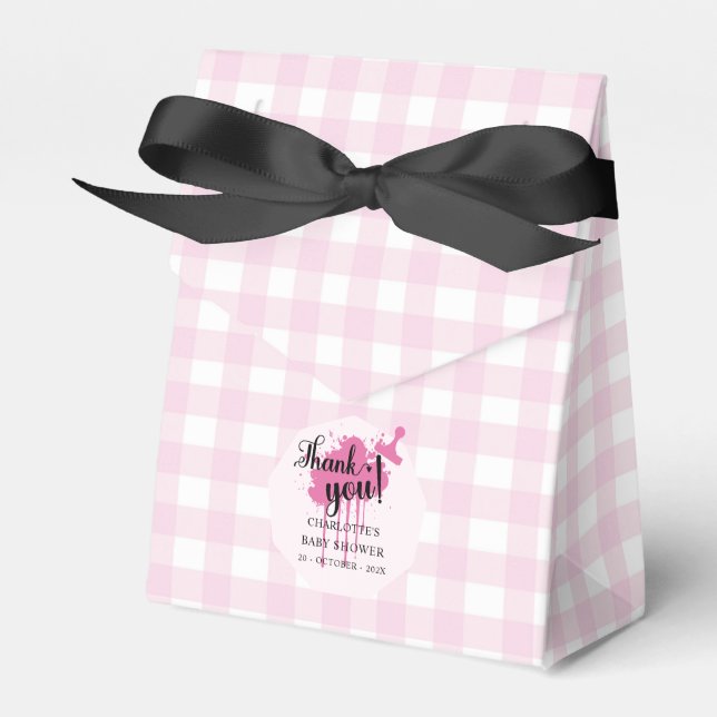 Ballotins Baby shower En vichy Pastel Rose Cute (Verso)