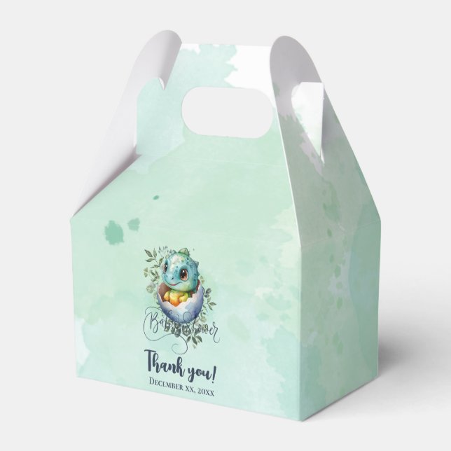 Ballotins Baby shower Feuille Dinosaur Oeuf Cute Aquarelle (Arrière)