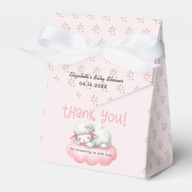 Ballotins Baby shower fille agneau rose doux (Verso)