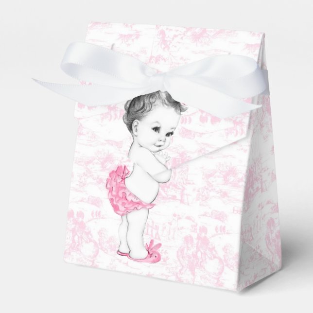 Ballotins Baby shower fille en toile rose (Verso)