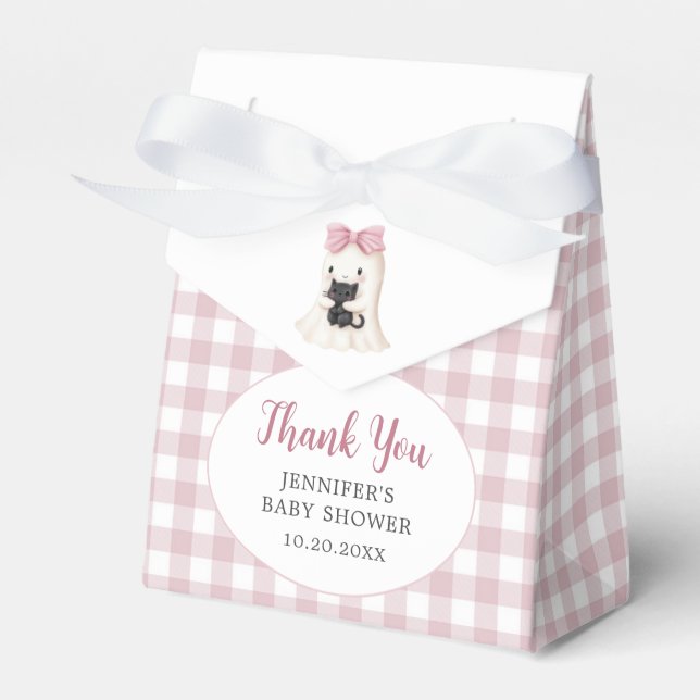 Ballotins Baby shower Fille Fantôme rose En vichy Halloween (Verso)