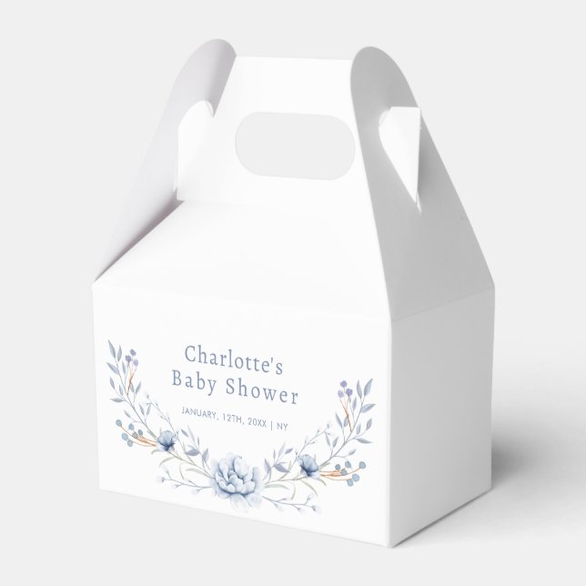 Ballotins Baby shower floral bleu hiver classique (Verso)