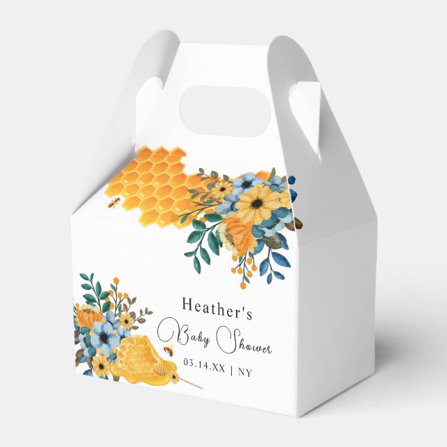 Ballotins Baby shower Floral d'abeille au miel doux moderne (Verso)