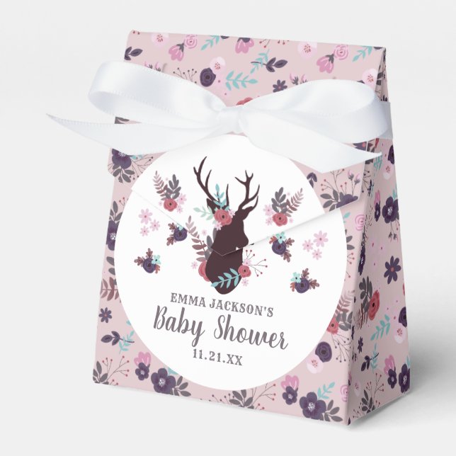 Ballotins Baby shower floral de la tête de cerf rustique Mau (Verso)