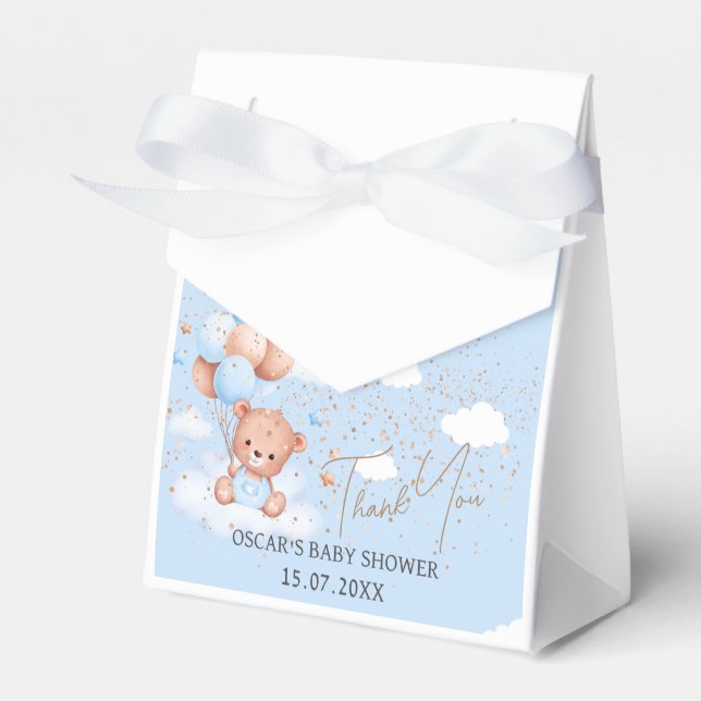 Ballotins Baby shower garçon bleu lumière ours Ballotin (Verso)