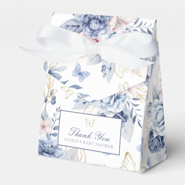 Ballotins Baby shower Garçon Gold & Blue Little Butterflies (Verso)